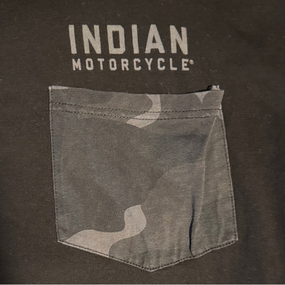 Indian Motorcycle Black Tee with Camo Pocket